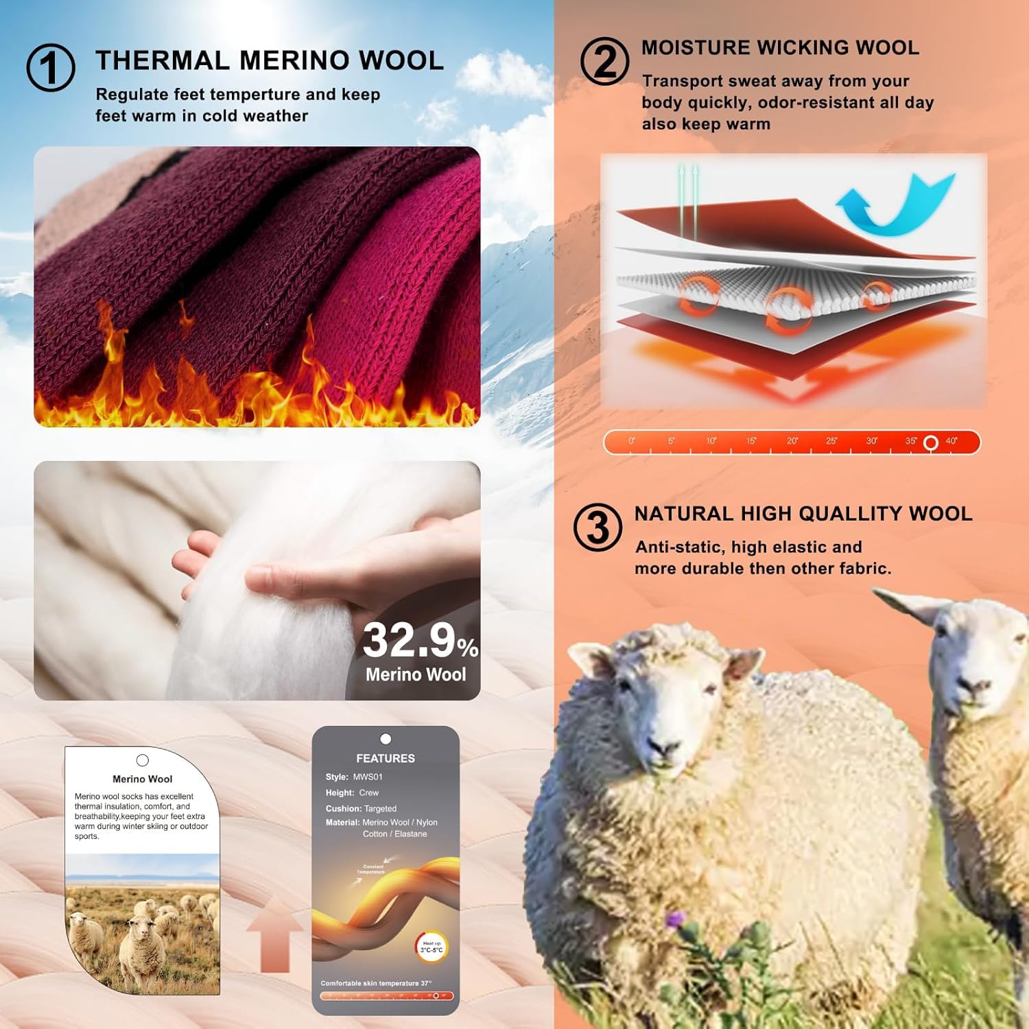 5000mAh wiederaufladbare beheizte Socken für Männer Frauen, APP gesteuerte Ski Socken, maschinenwaschbare Thermal Socken für Skifahren, Jagd, Angeln, Reiten
