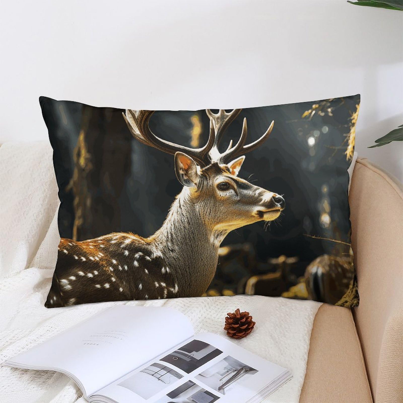 NTVOWPZO Decoration Throw Pillow Covers 12 "x20 Pillowcases Covers Deer in Wild Soft Pillowcases Modern Farmhouse Home Decor Sofa Cushions Covers for Couch Bed Living Room