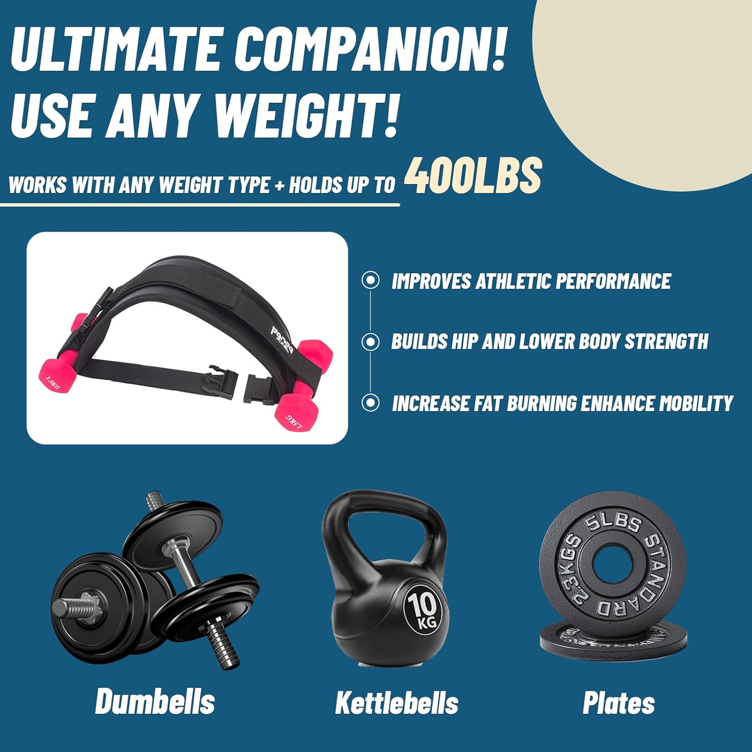 Hip Thrust Belt, Pixel Panda Hip Thrust Band, Portable Hip Thrust, Easy to Use with Dumbbells Kettlebells Plates, Hip Thruster for The Gym Home Workout