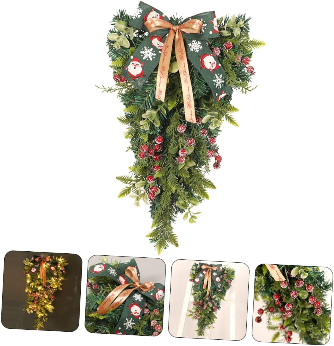 Didiseaon Bowkont Christmas Swag Wreath Elegant Eucalyptus Door Hanging Ornament for Holiday Decor for Walls and Staircases