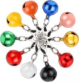 Xinjoduz 10 PCS Bell for Dog Collar Small Dog Puppy Pet Bells with Loud Crisp Sound Sturdy Metal Anti-Lost Training Bells Pet Bell Gifts Cat Collar Charms Pendant for Christmas Decoration (10 Colors)