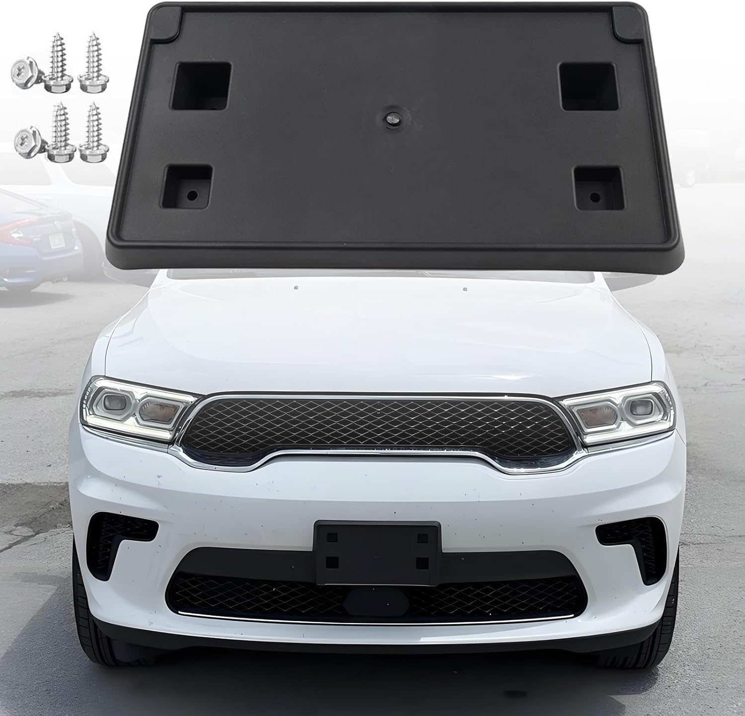 FASTCHE Front Bumper License Tag Plate Frame Bracket Holder Compatible with 2021 2022 2023 2024 2025 Dodge Durango Replace # 6UZ62RXFAA, 6UZ62RXFAB, CH1068162