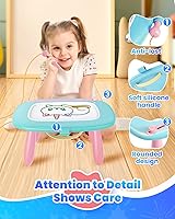 Vista 5 de Tablero de Dibujo Magnético, Juguete para Niñas de 1 a 3 Años, Tablero de Garabatos y Almohadilla Educativa para Bebés de 1, 2 y 3 Años de Azul menta