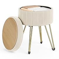 SONGMICS Sgabello Pouf Contenitore, Cassapanca Rotonda