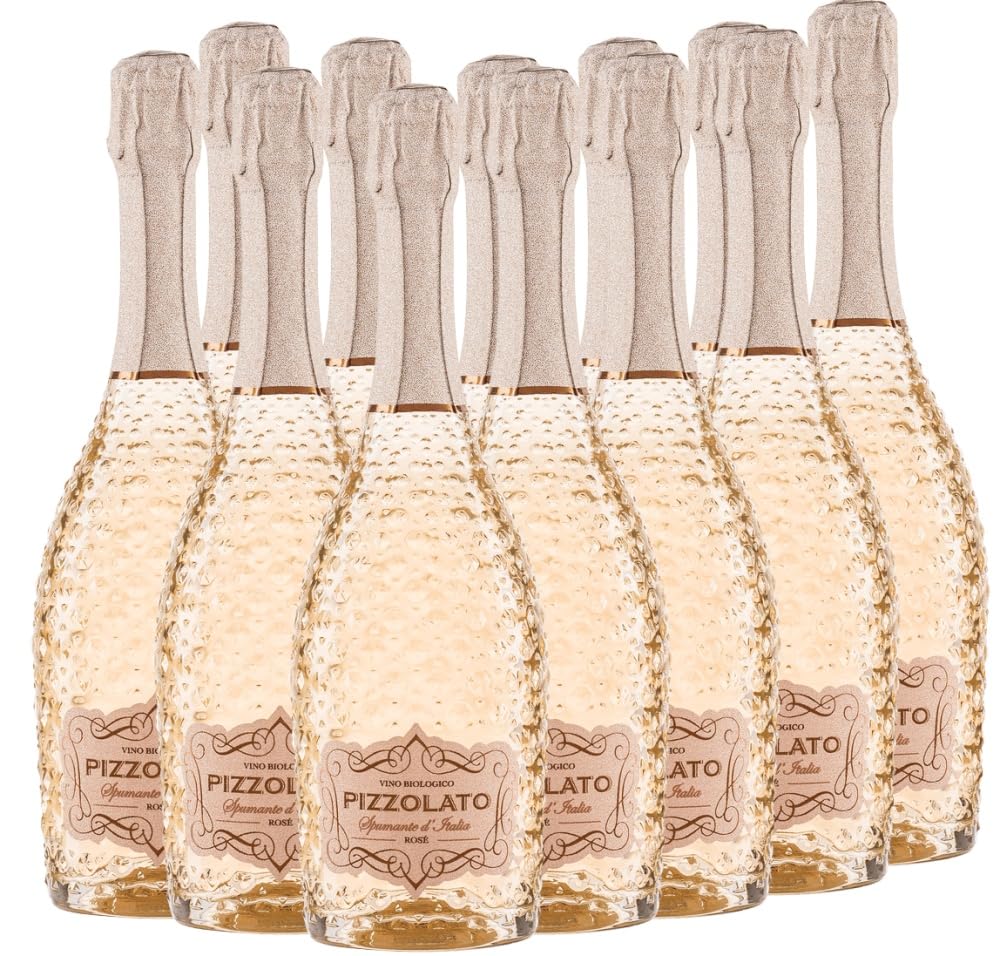 Rosé Spumante Extra Dry Pizzolato Schaumwein 12 x 0,75l VINELLO - 12 x Weinpaket inkl. kostenlosem VINELLO.weinausgießer