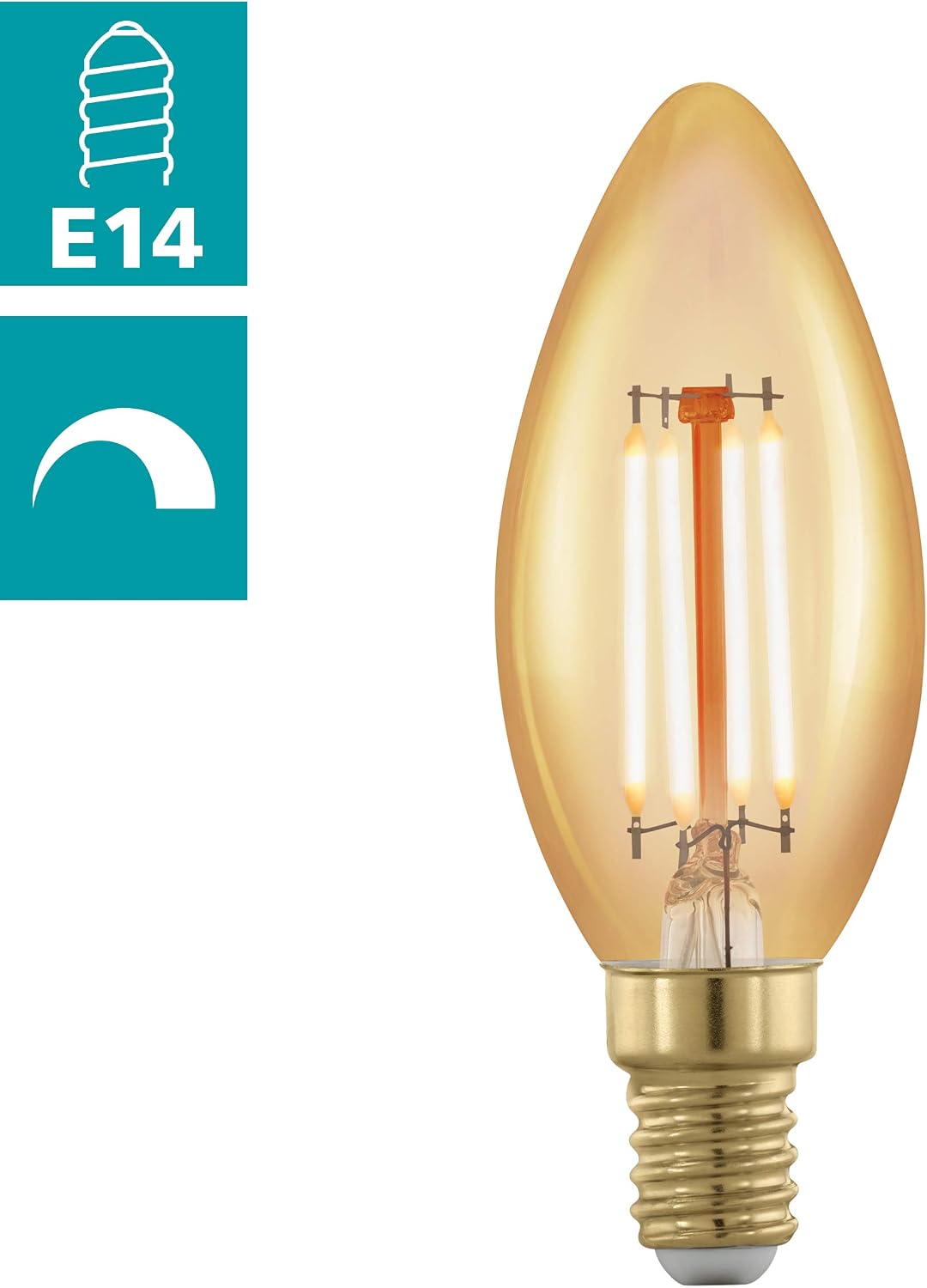 EGLO 11698 E14-LED-C37 Slim Candle Dimmable Lightbulb in Amber, Gold, 1 Stück (1er Pack) - Image 3