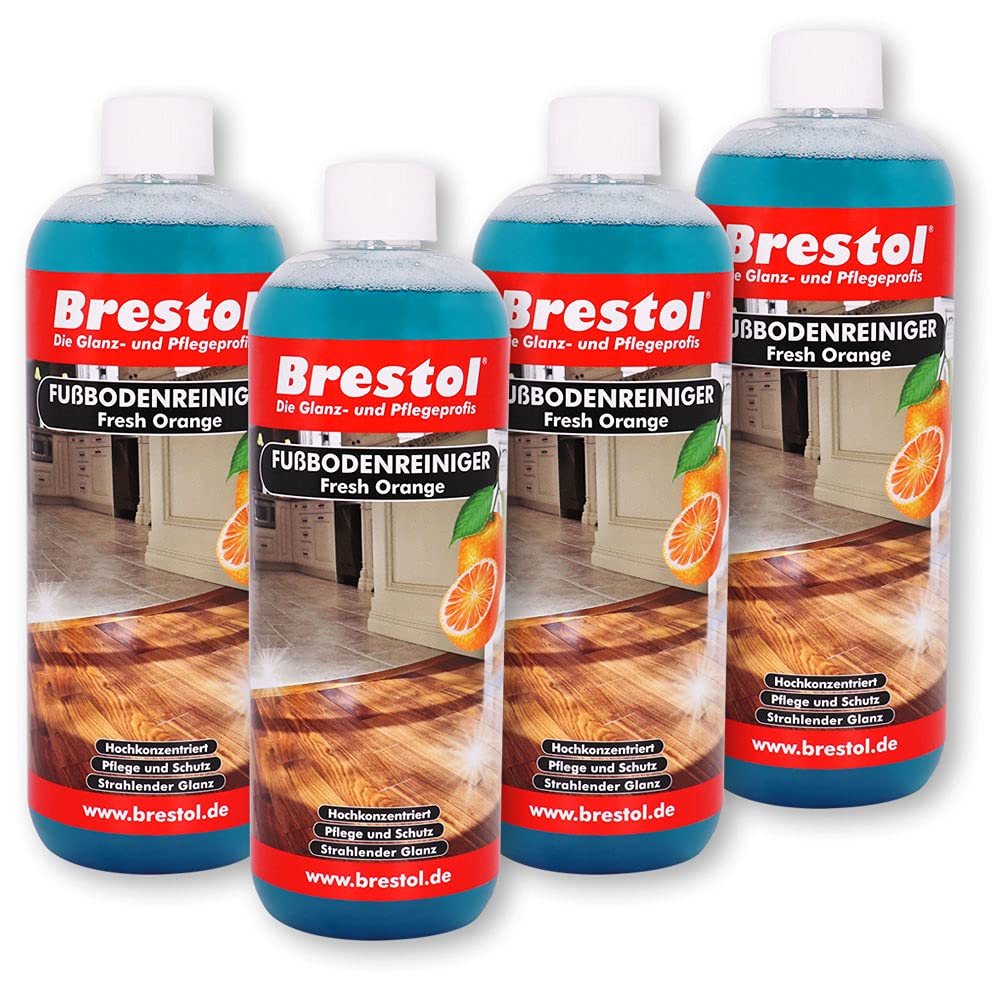 Limpiador de suelo Fresh Orange 4 x 1000 ml limpiador de suelos concentrado con agradable aroma a naranja para azulejos, laminado, parqué, piedra, PVC, linóleo, etc.