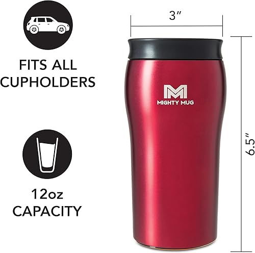 Miniatura 6 de Mighty Mug Taza de viaje de acero inoxidable sin punta Doble pared aislada Mantiene el café, té y bebidas calientes durante 6 horas, fría durante