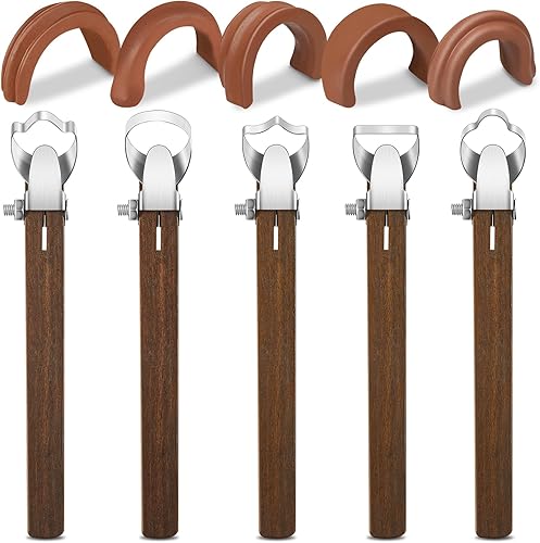 Therwen 5 piezas de espátula de escultura, herramienta extrusora de arcilla para tallar cerámica taza de cerámica mango forma herramienta taza taza