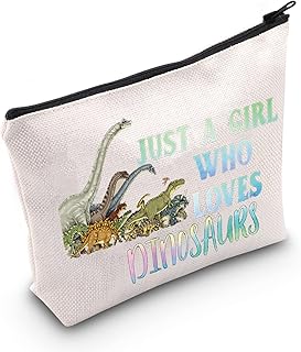 LEVLO Funny Dinosaur Cosmetic Bag Animal Lover Gift Just A Girl Who Loves Dinosaur Makeup Zipper Pouch Bag Dinosaur Lover Gift For Women Girls, Who Loves Dinosaur