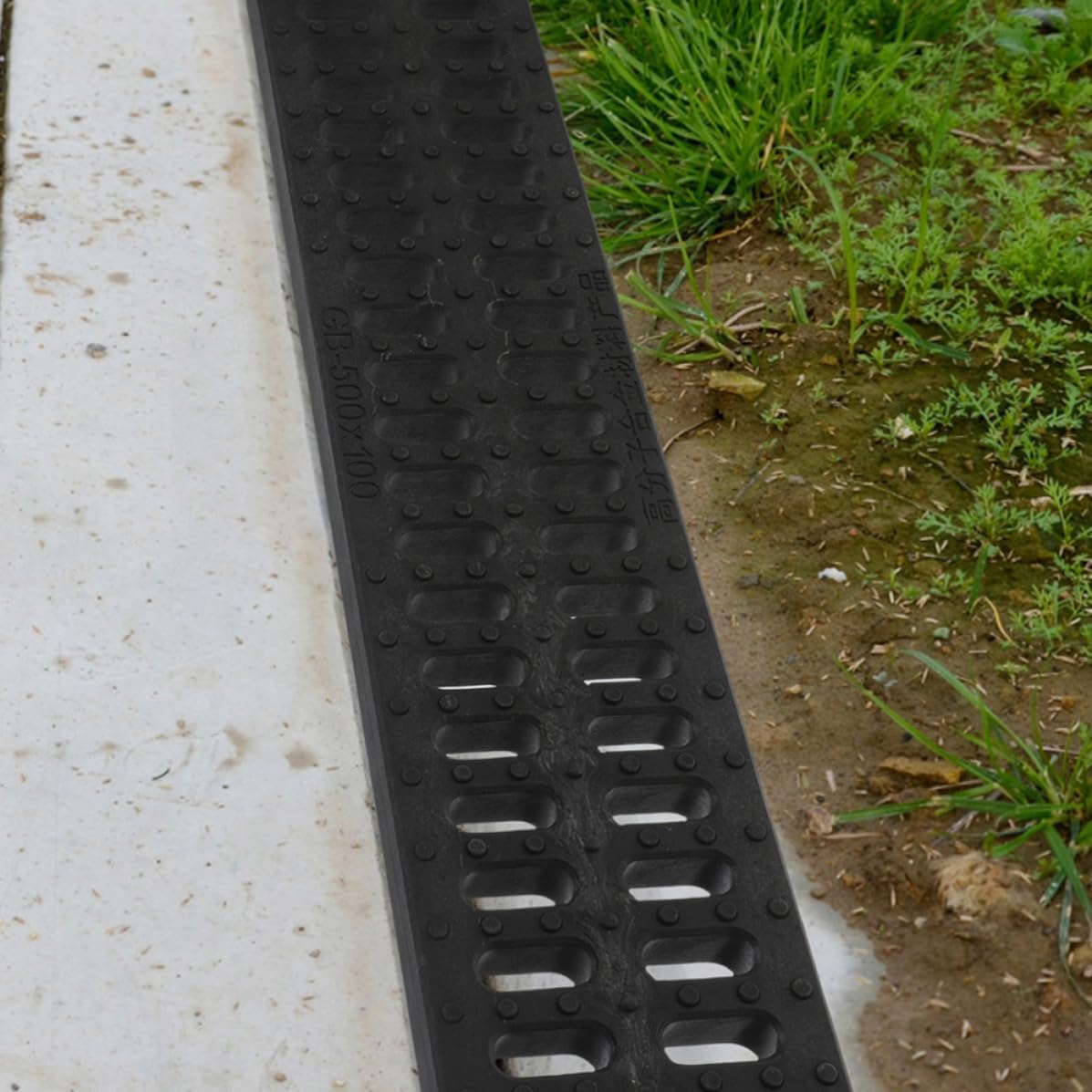 2pcs Black Pe Rectangular Channel Drain Grate Cover for Trench | Removable, Sturdy Build, Easy Installation, Bathroom and Swimming Pool Areas, City Sewer and Restaurant Use