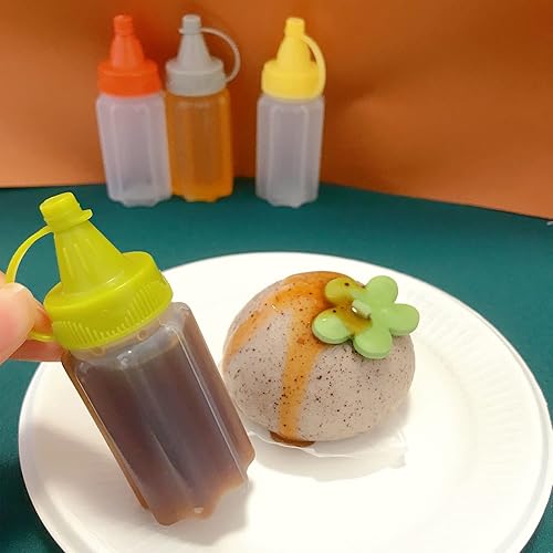 Miniatura 6 de HYMAOME 8 piezas mini condimentos para botellas jarabesalsa de tomate salsa miel aderezo para ensaladas dispensadores de lonchera escolar