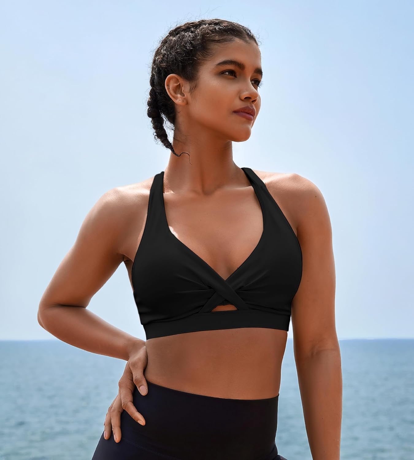 Sports Bras for Women Push Up Medium Impact Racerback Workout Yoga Bra Womens Deep V Padded Sports Bra with Support Gym Tops - Image 7