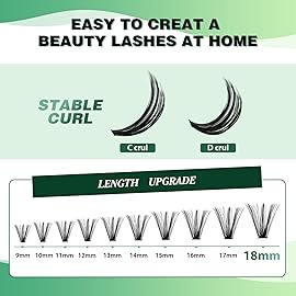 Lash Clusters 300pcs Individual Lashes 40D 0.07C Curl 9-18MIX DIY Eyelash Extension KEYYOU Large Tray Volume Soft&Natural Cluster Lashes(40D-0.07C,9-18MIX