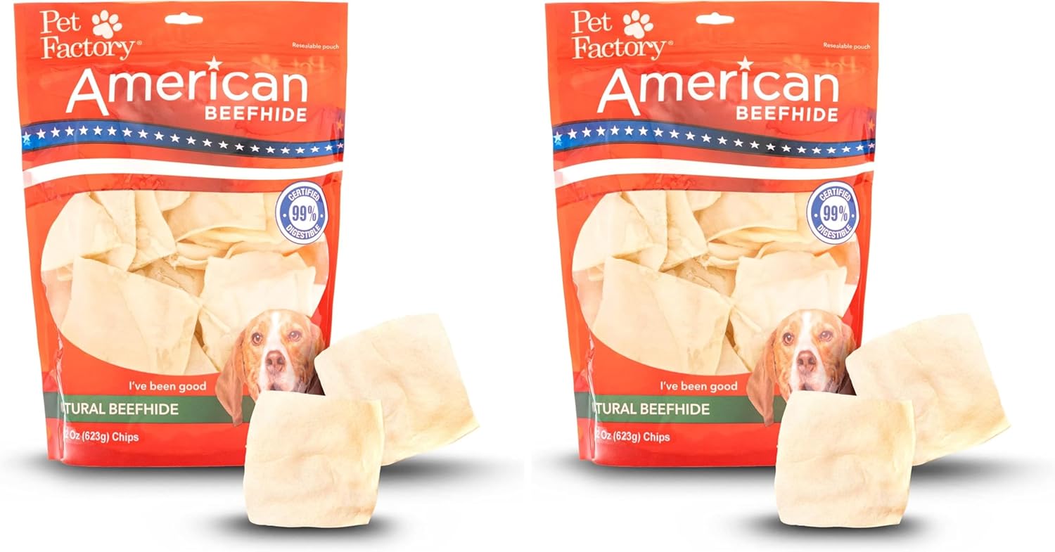 Pet Factory American Beefhide Chips Dog Chew Treats - Natural Flavor, 22 oz (Pack of 2)