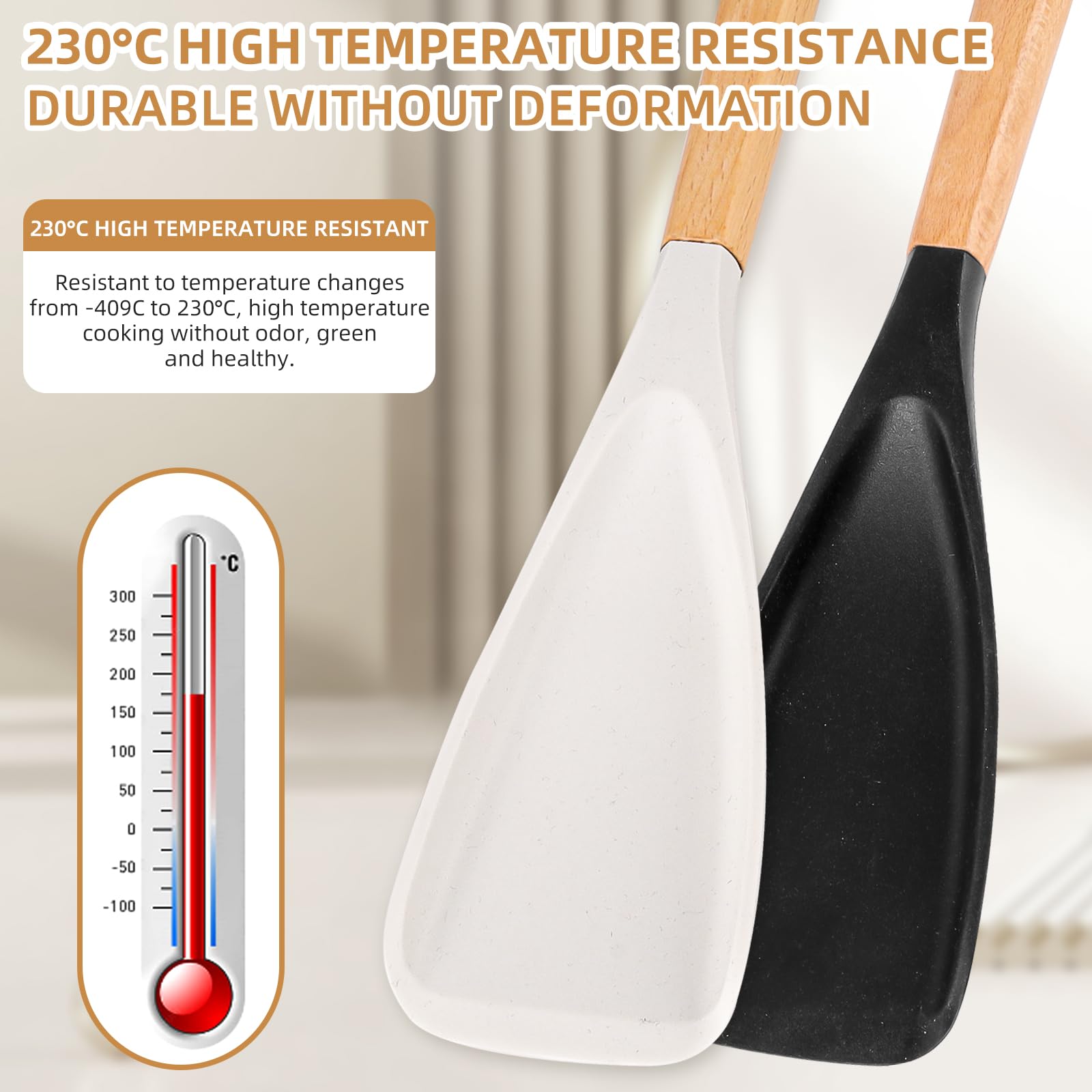 Multifunktionslöffel Aus Silikon & Holz – Hitzebeständig Bis 230°C, BPA-frei | Zum Rühren, Schöpfen & Servieren