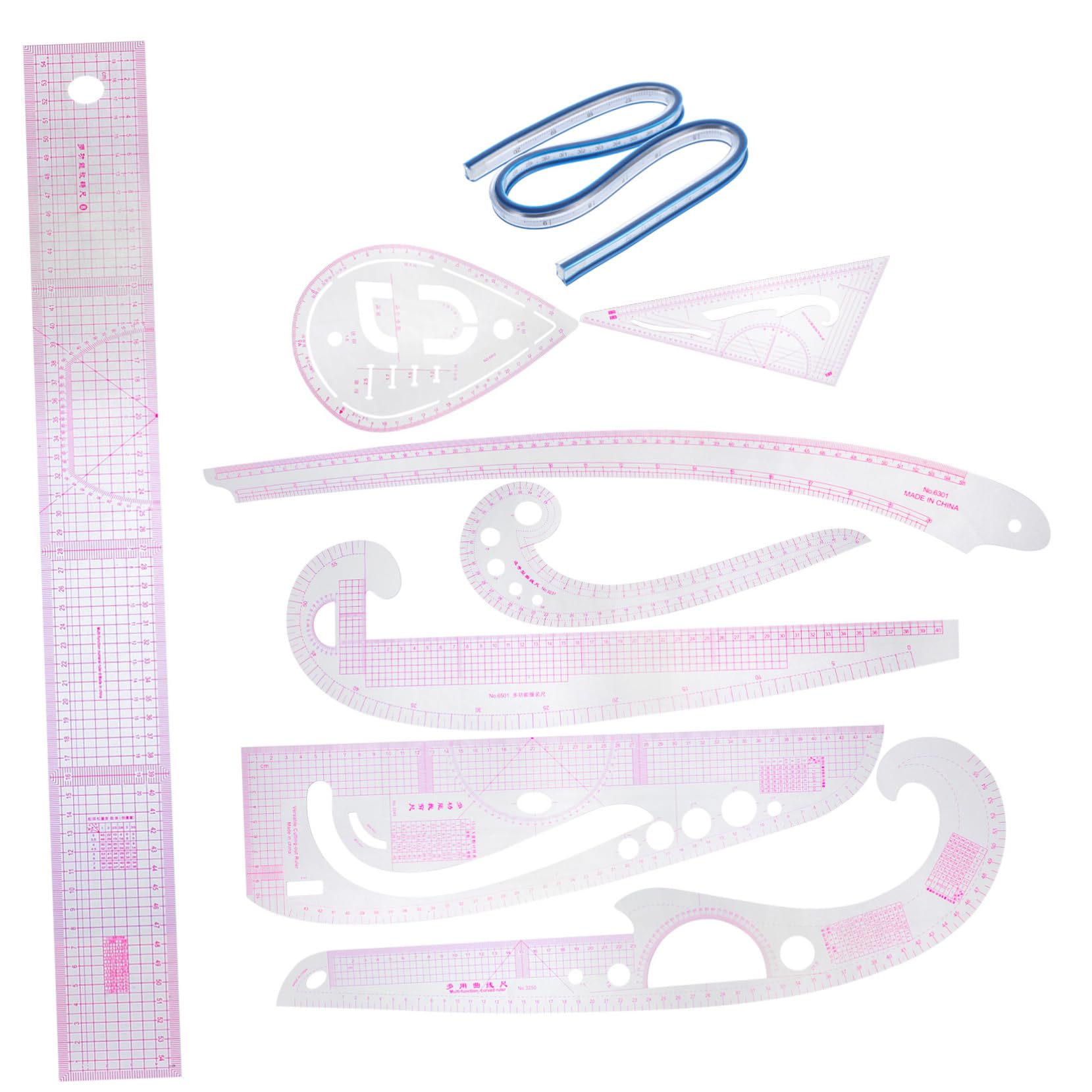 Juego de Reglas de Costura Profesional Pvc, 1 Set, para Patrones