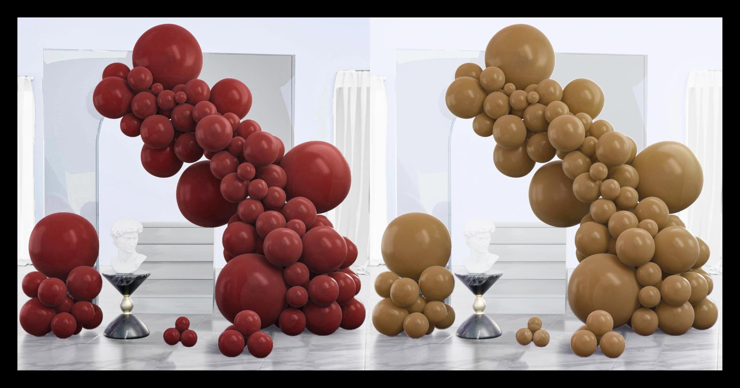 PartyWoo Ruby Red Balloons 140 pcs and PartyWoo Coffee Brown Balloons 140 pcs