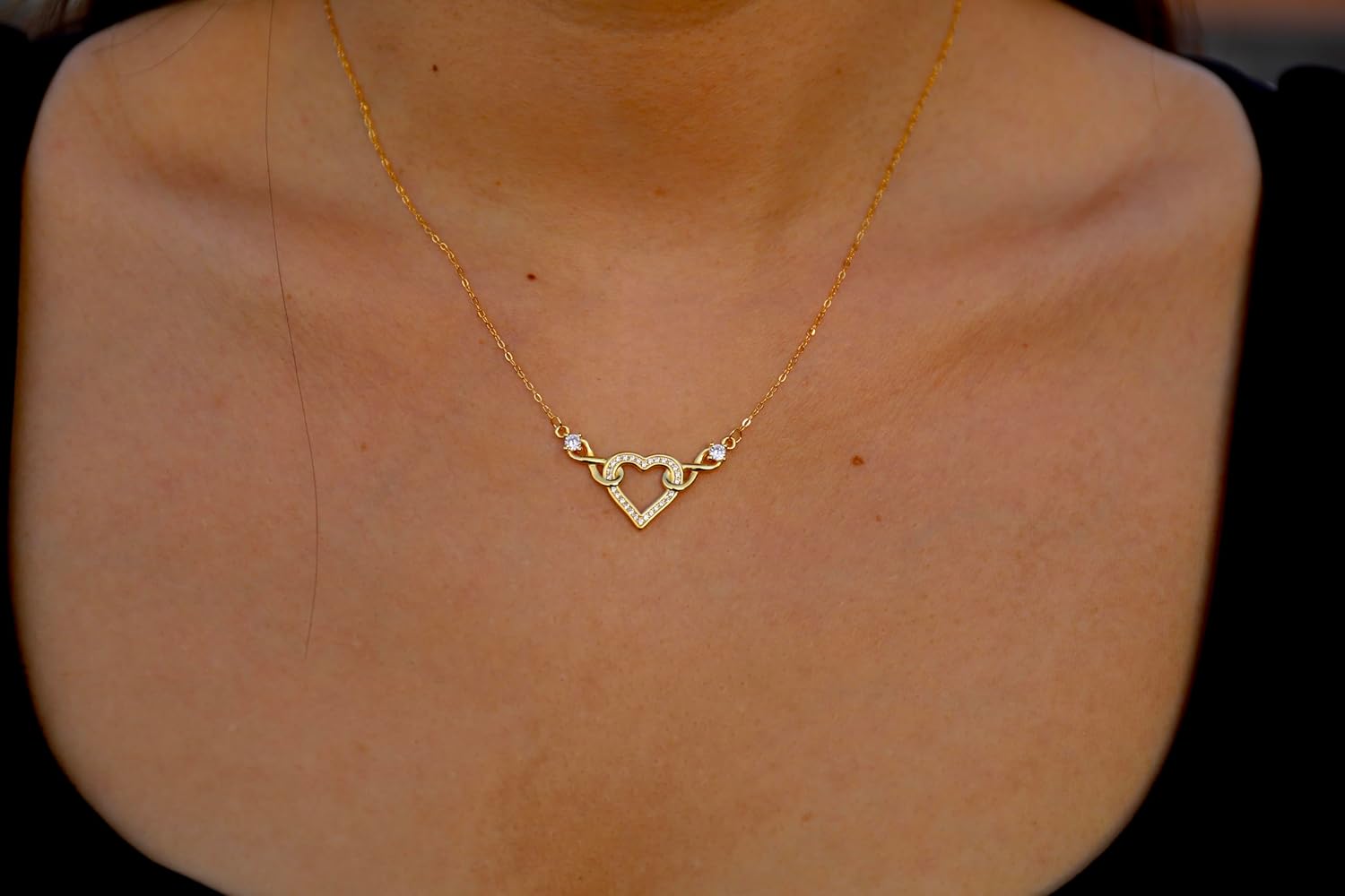 925 Sterling Silver Infinity Heart Necklace for Women - 18K Gold Plated Love Heart Pendant with Cubic Zirconia, Valentine's Day Gift for Wife, Girlfriend, Mom - Image 2