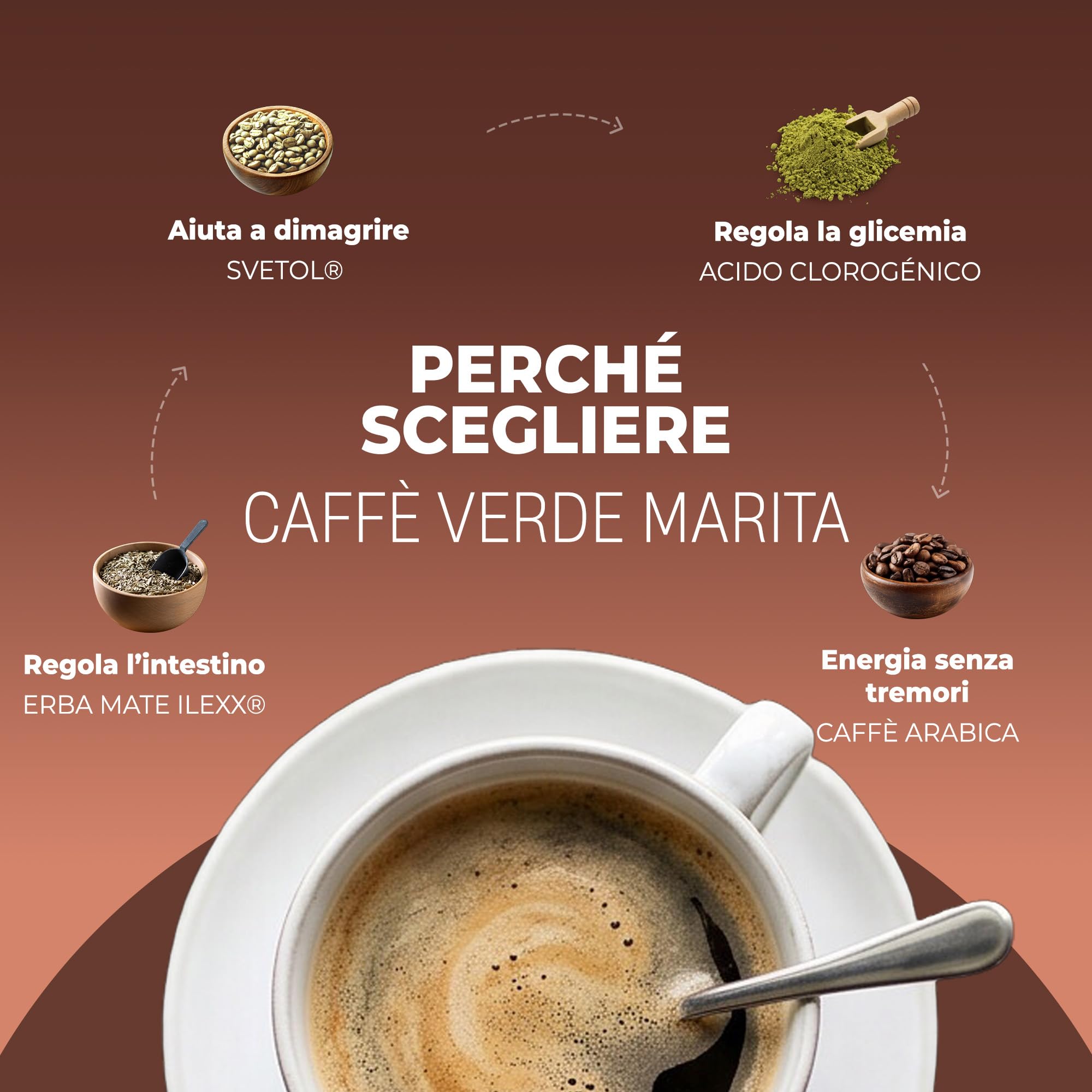 Caffè Marita Verde, caffè funzionale con effetto termogenico, supporta la regolazione intestinale e il controllo del peso, 100 g, fino a 40 dosi