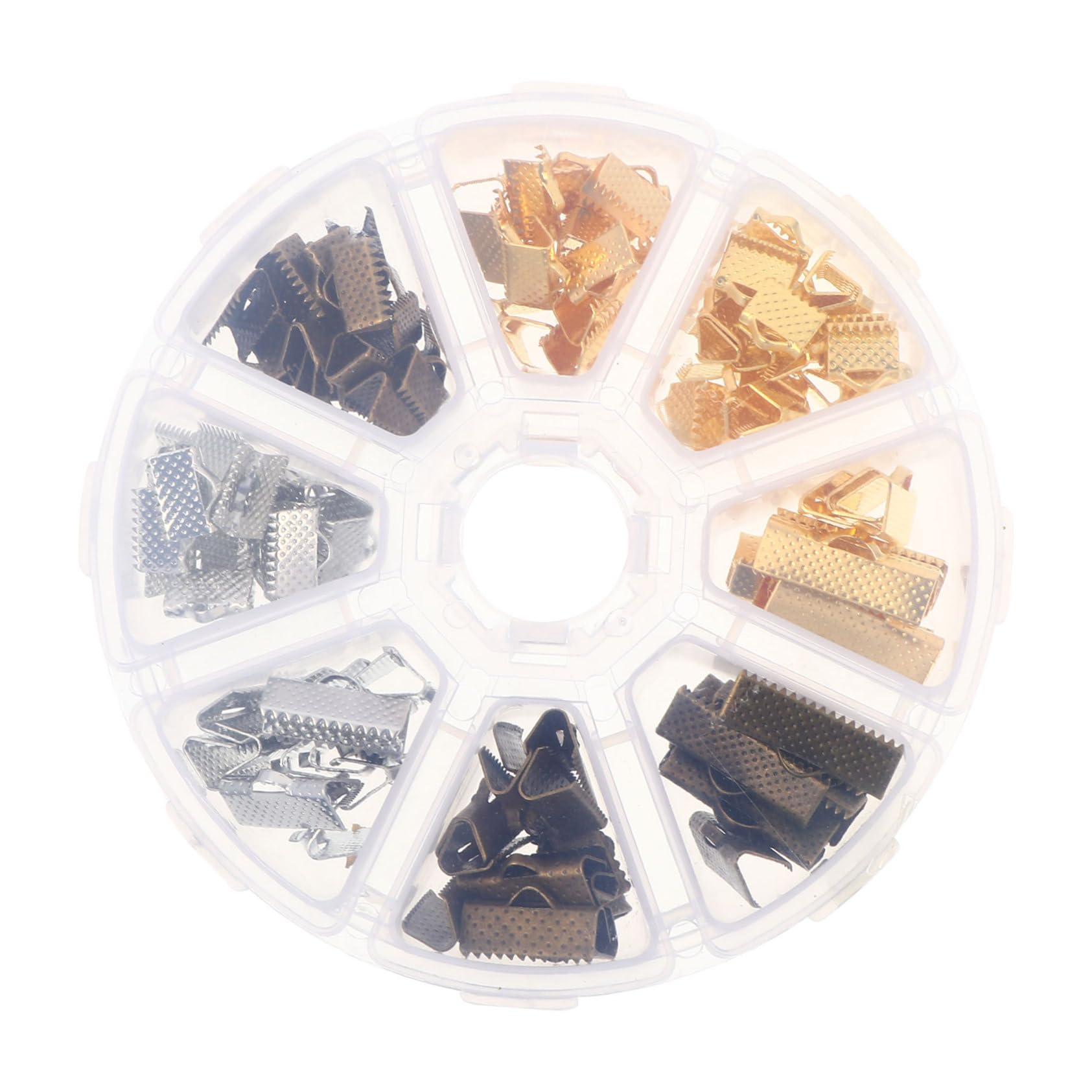 Homoyoyo Metal Jewelry Clamps 135pcs Ribbon Ends Clips Jewelry Fasteners Clasp for DIY Craft Projects