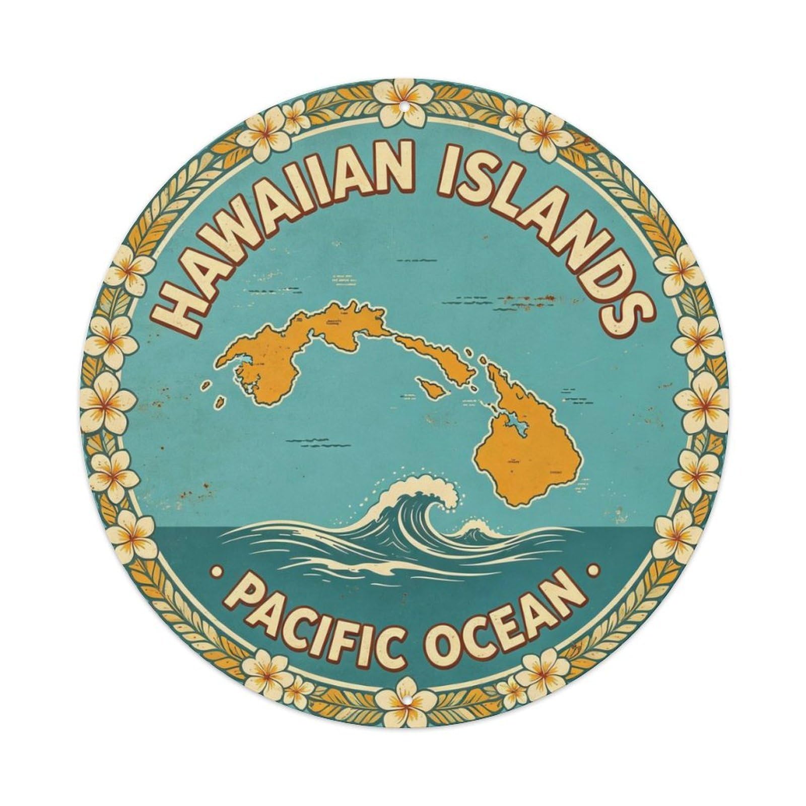 Hawaiian Islands Metal Tin Sign Plaque