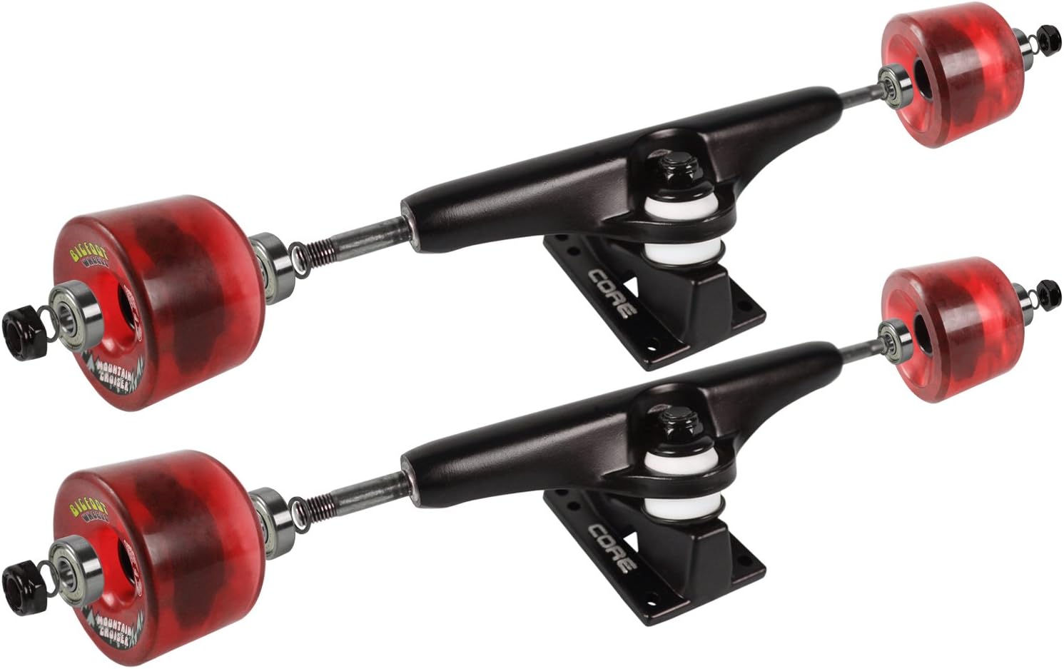 Longboard Skateboard Trucks Combo Set 76mm Bigfoot Cruisers Wheels with Black Trucks, Bearings, and Hardware Package