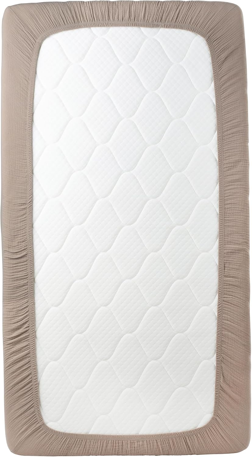 Nora's Nursery Muslin Crib Sheets - 100% Organic Cotton Crib Sheets - Fits Standard Crib and Toddler Bed Mattress Size - Breathable & Fitted Crib Sheet for Baby Girl & Boy - Fawn Brown