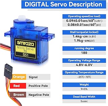 Amazon.com: Smraza 10 Pcs SG90 9G Micro Servo Motor Kit (Metal