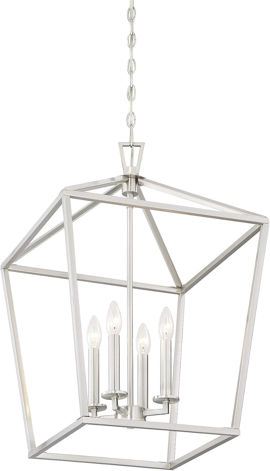 Savoy House 1-321-4-SN Townsend Traditional Open Frame Pendant Light Fixture, 4-Light 240 Total Watts, 26" H x 17" W, Satin Nickel