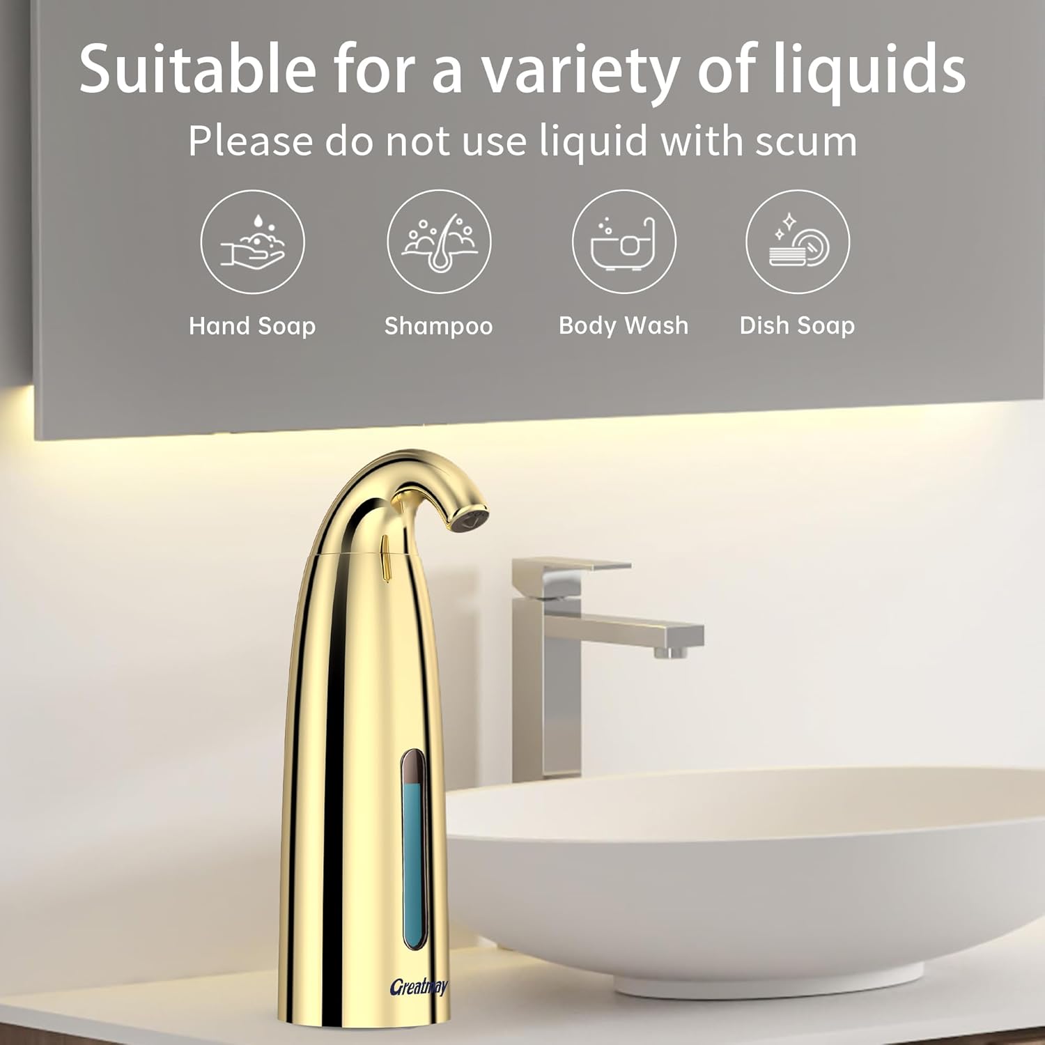 Convenient Automatic Soap Dispenser,4 Adjustable Levels Touchless Hand Sanitizer Pump with Infrared Sensor, Countertop Electric Dispenser for Bathroom,Kitchen