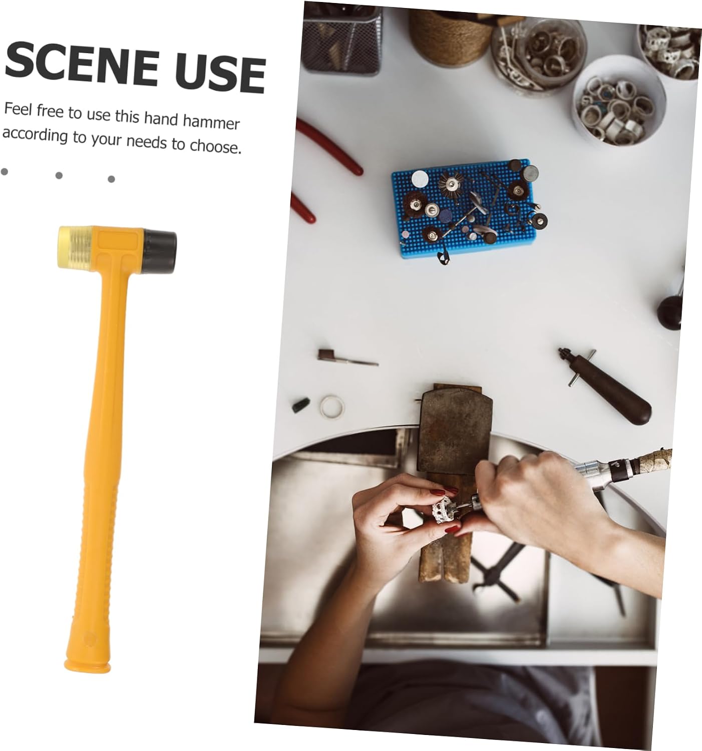 Gadpiparty Double Head Tapping Hammer for Home Installation Ergonomic Manual Tool with Non-slip Grip for Jewelry Wood and Diy Crafts