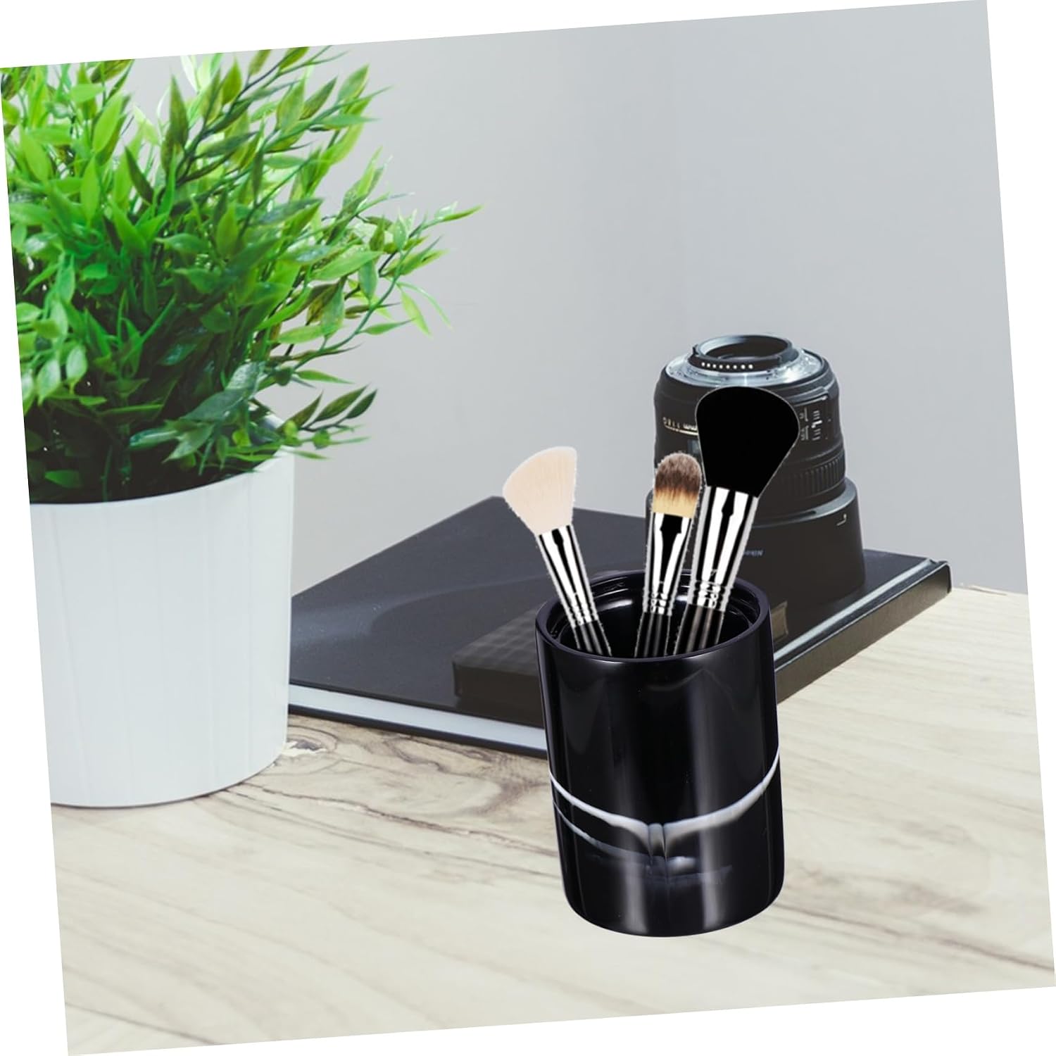 Ciieeo Cylindrical Cotton Swabs Holder Lid Resin Toothpick Dispenser Box for Bathroom Vanity Easy to Organize and Toothpicks for Home Use