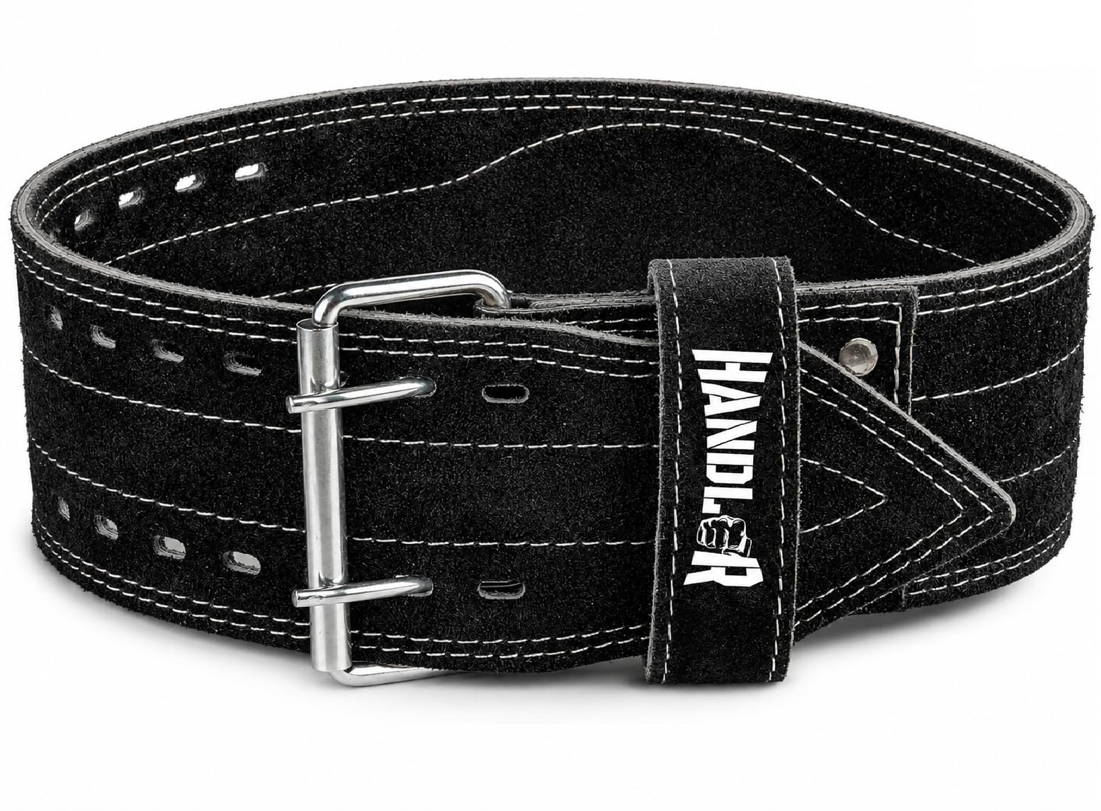 Handler Genuine Leather Unbreakble, non tearable Gym Belt for Men & Women Workout Deadlift Belt for Gym Suede Powerlifting Weight Lifting for Heavy Workout | Professional Heavy Weight Lifting Original ( (Black, Small)