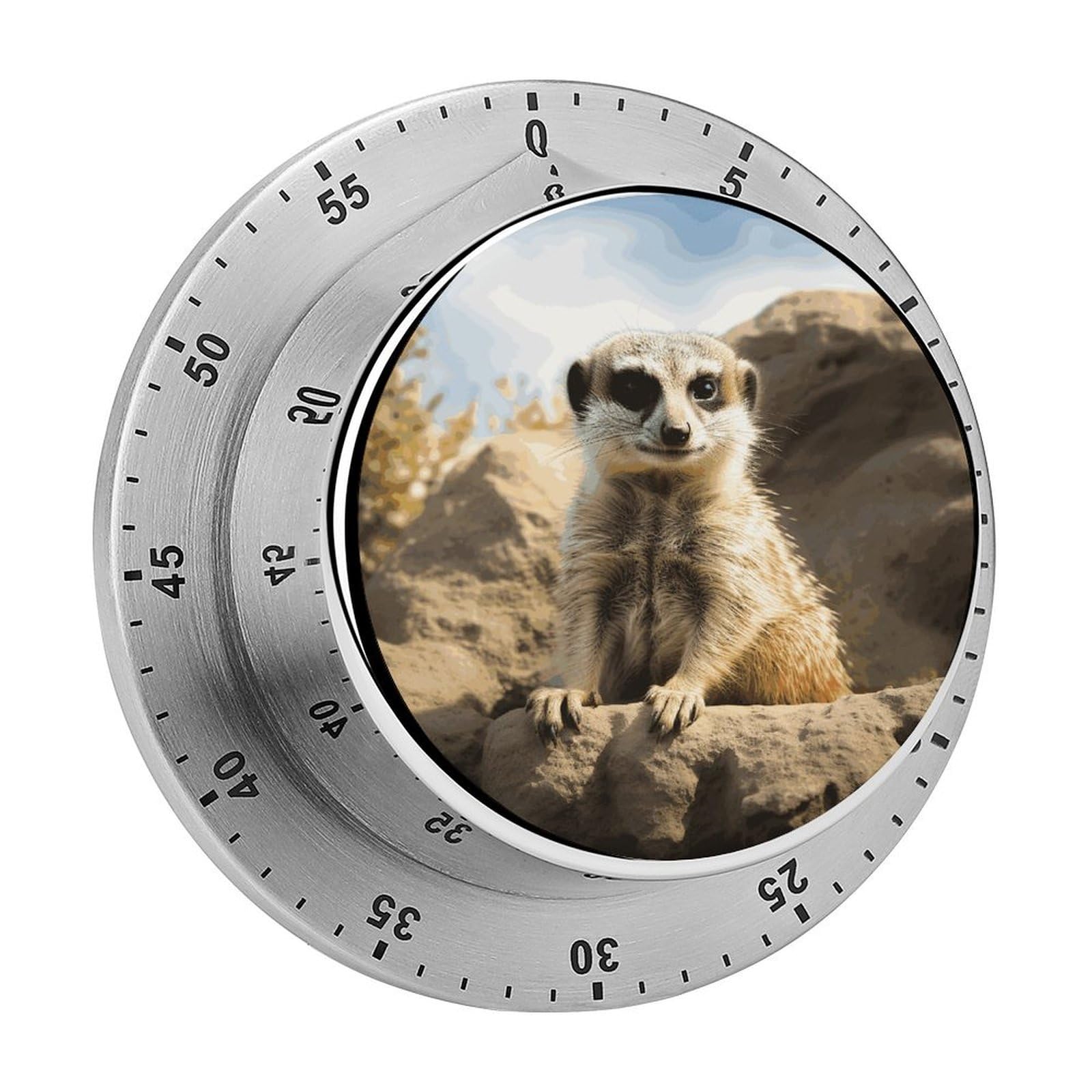 Echanical Kitchen Timers 60 Minute Meerkat Animal Wind Up Timer Chef Cooking Timer Clock with Loud Alarm, No Batteries Required, Countdown Reminder Magnetic, for Classroom Home Baking