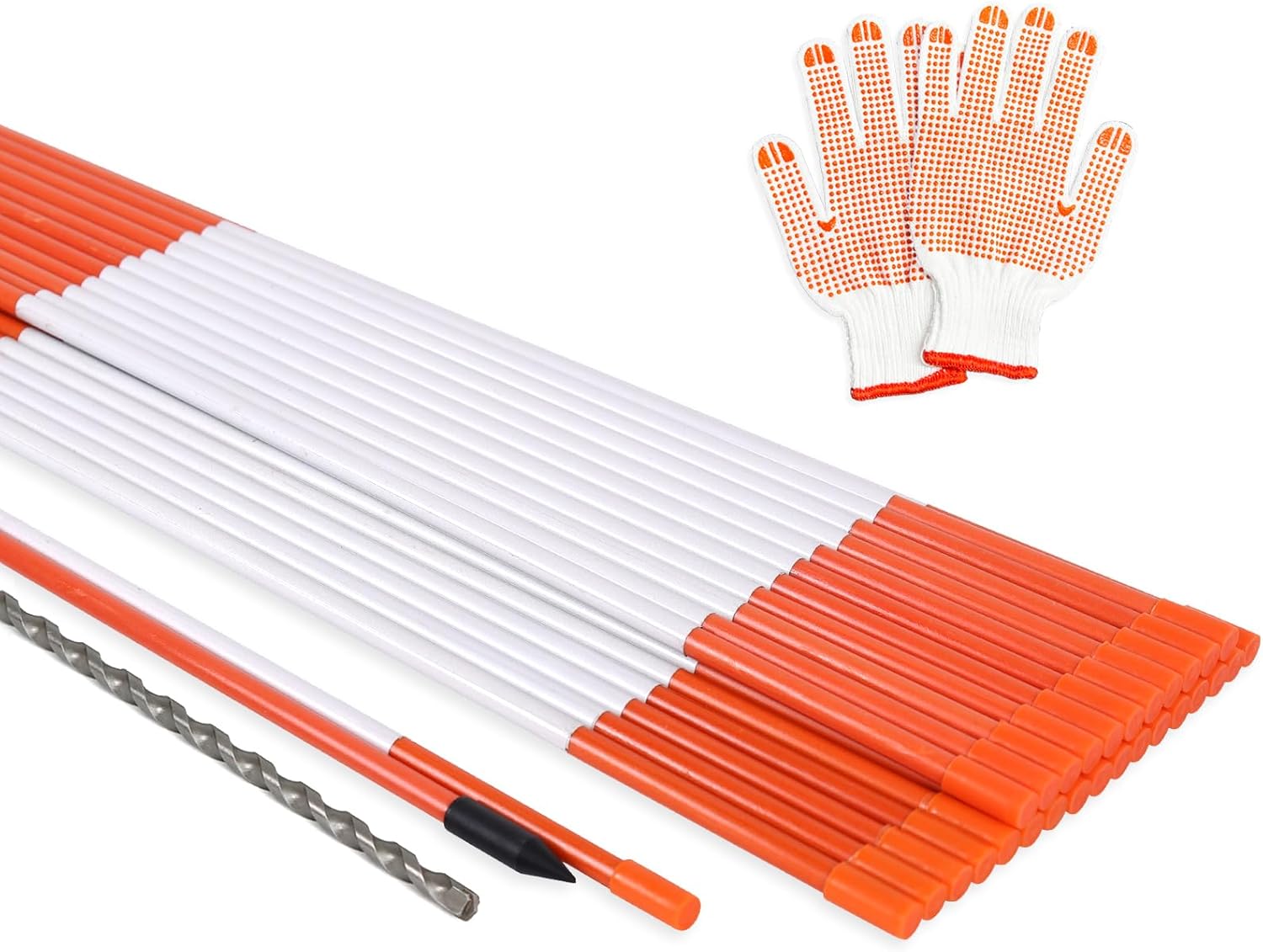 58 Inch Approx 5FT Driveway Markers with Reflective Tape 5/16 Inch Fiberglass Snow Stakes Driveway Reflectors for Snow Plowing 20 Pack