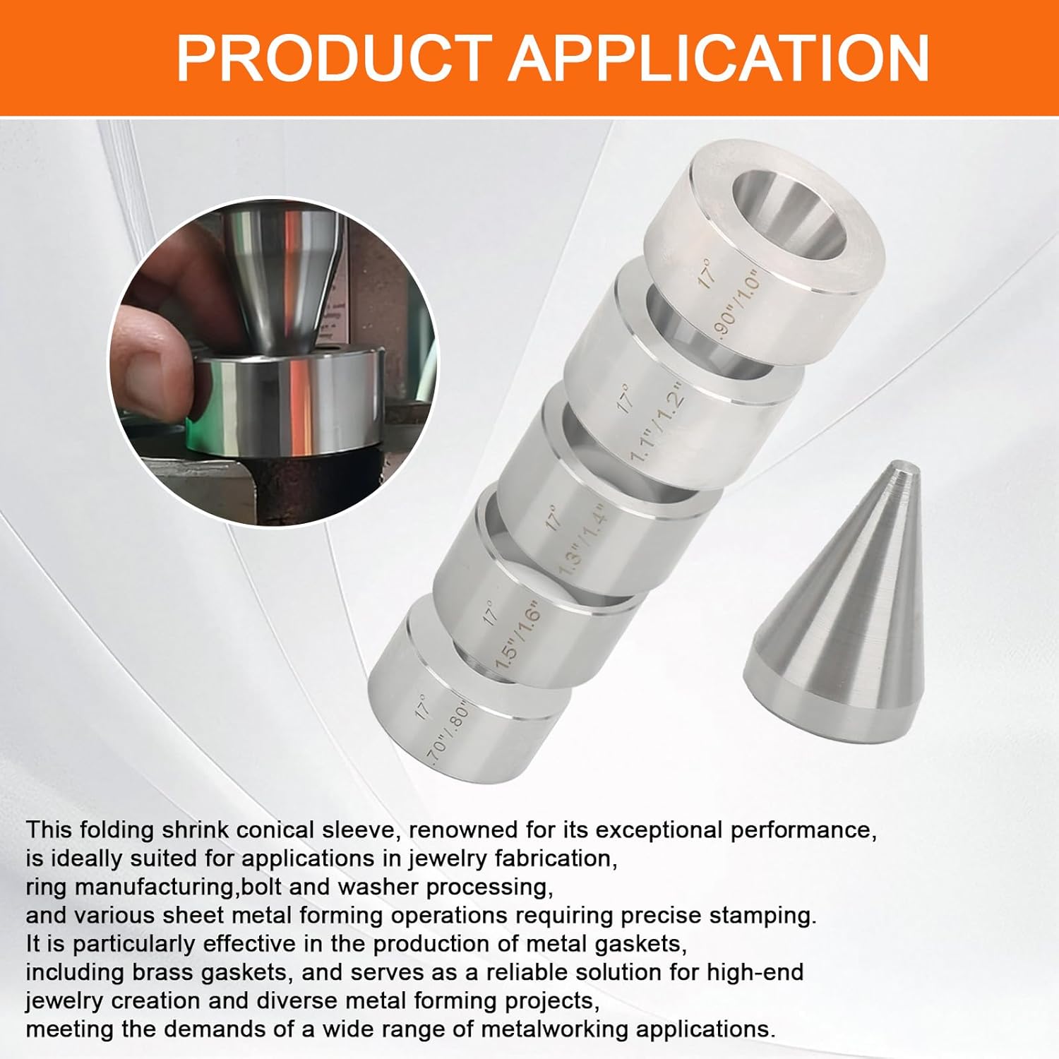 17 Degree Five Piece Set Folding & Reduction Die Stainless Steel Stabilizer Folding Cone Die Set Coin Making Tool