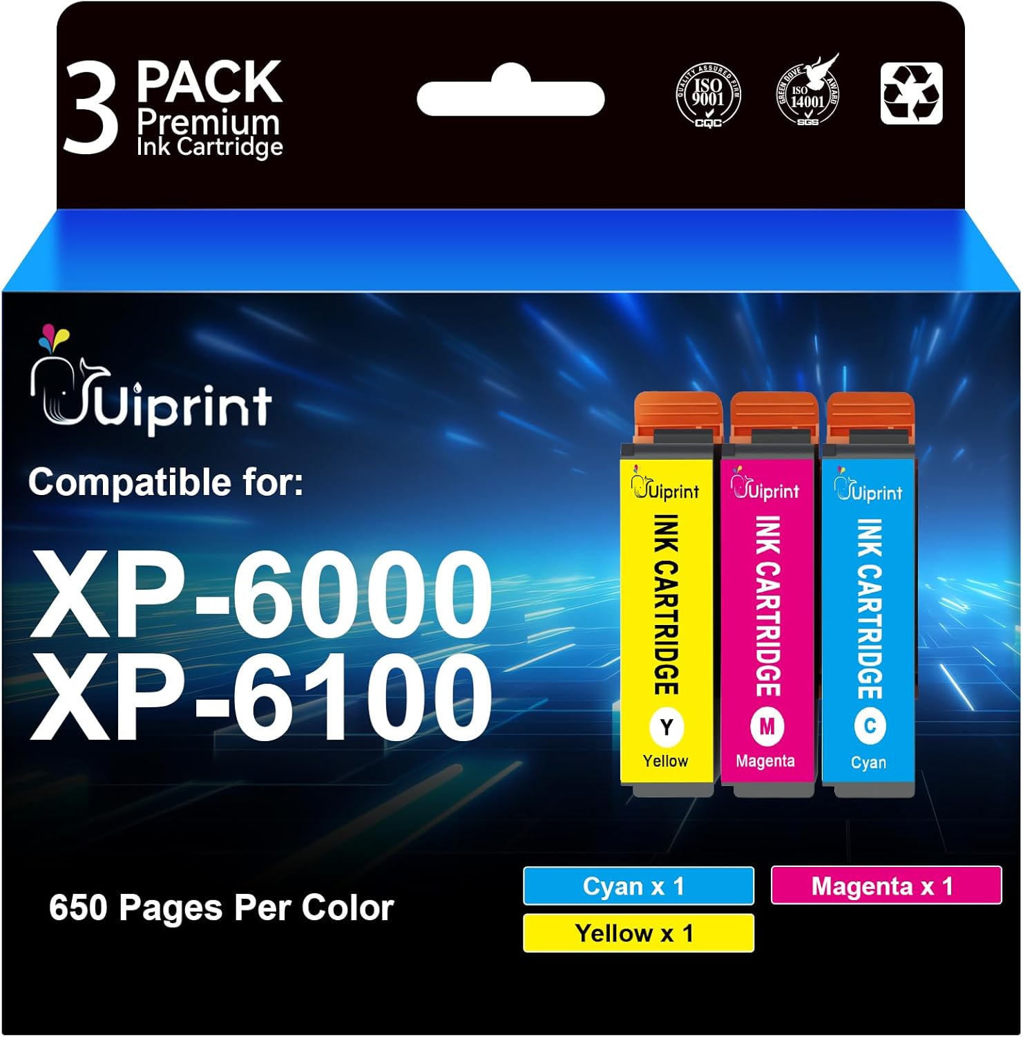 302XL Ink Cartridges Multipack Remanufactured Replacement for Epson 302 302XL T302XL T302 Ink Cartridges Works with Expression Premium XP-6100 XP-6000 Printer, BK/PGBK/C/M/Y, 5 Pack High Yield