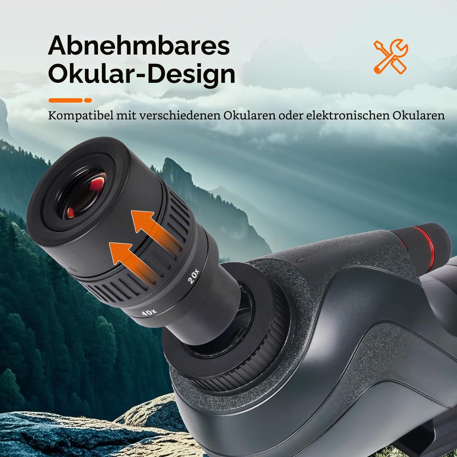 Svbony SV406 20–60x80 mm Spektiv, HD FMC BAK4 Porro Prism für Sportschützen mit Dual Focus, 1.25'' Abnehmbares Okular, IPX7 Wasserdicht mit Stativ Tragetasche für Vogelbeobachtung Wildtiere Scenery