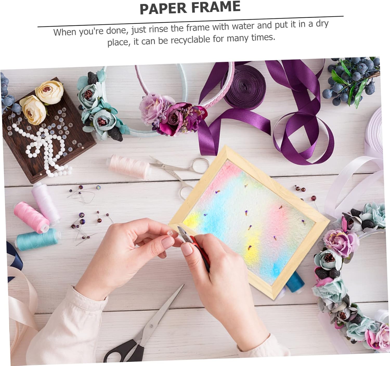 Tofficu 3pcs Wooden Paper Making Mould Frame DIY Paper Craft Tool for Boys and Girls Educational Activity Dual-Deckle Design for Hands Learning
