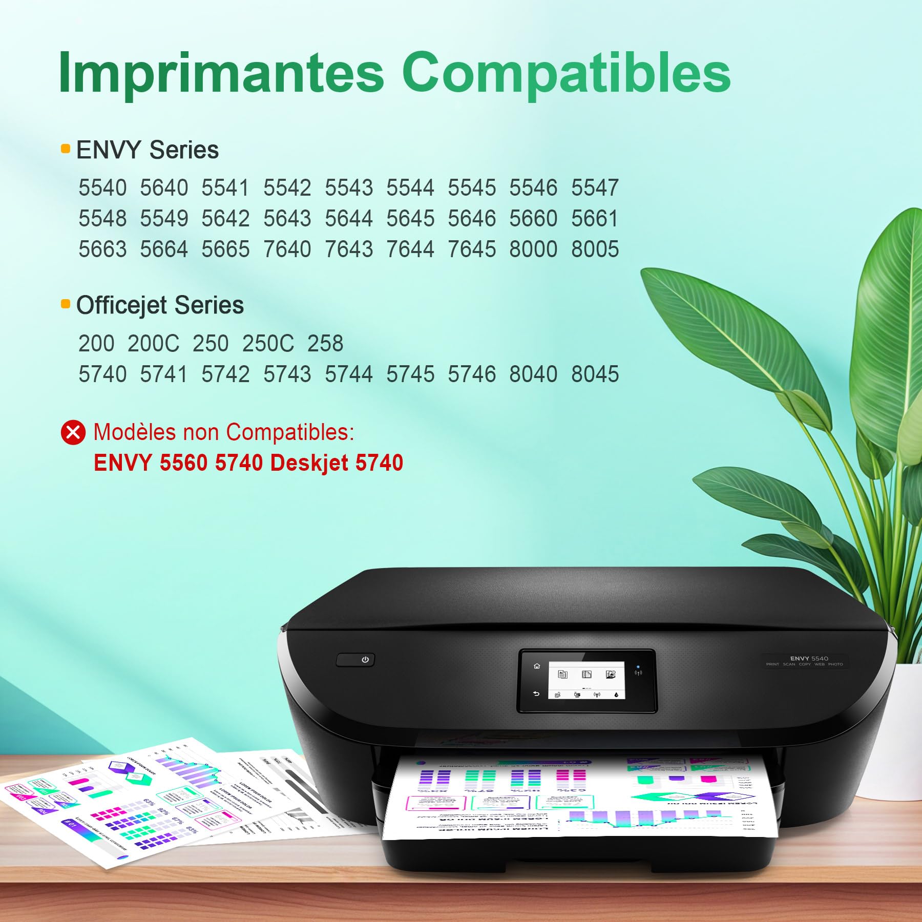 Denvoer 62XL Cartouches remanufacturées Noir et Couleur pour HP 62