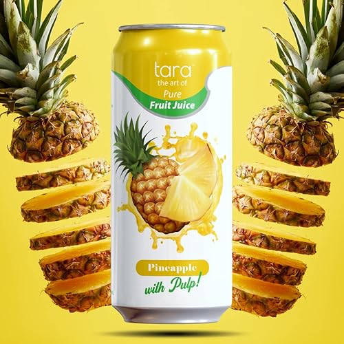 Miniatura 6 de Tara Jugo de fruta puro con pulpa, piña, 16.9 onzas líquidas (paquete de 12)