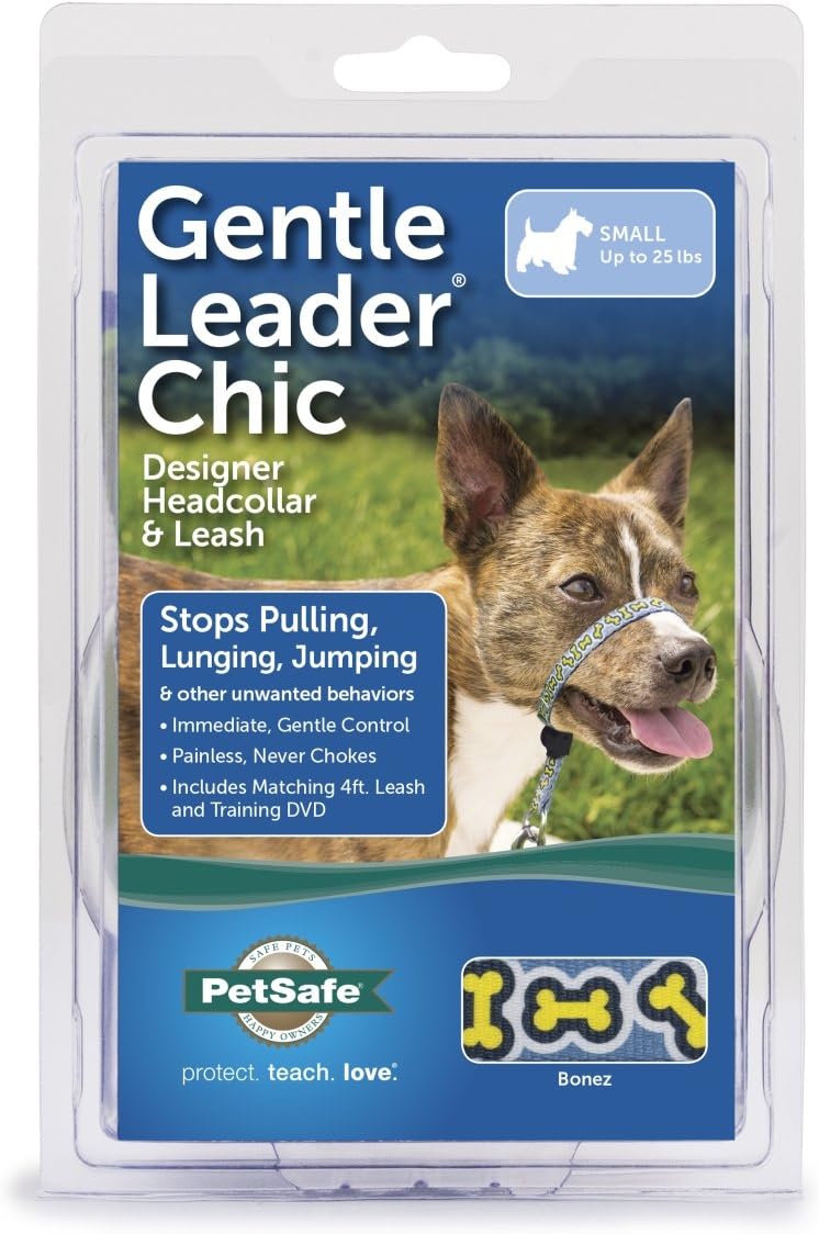 PetSafe Chic Gentle Leader Headcollar, No-Pull Dog Collar – Perfect for Leash & Harness Training – Stops Pets from Pulling and Choking on Walks – Small, Bonez