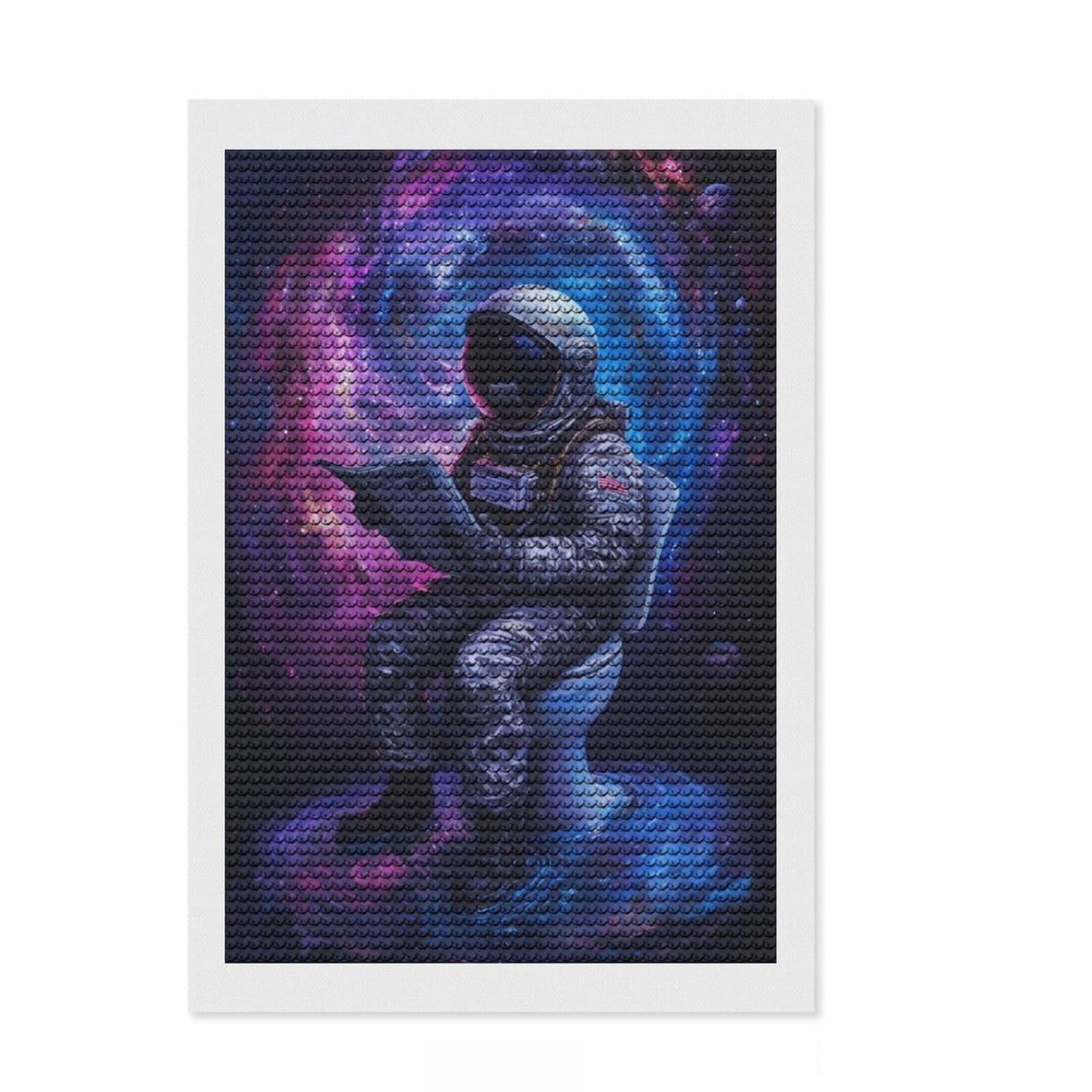 Junmoney Astronaut in Toilet Space Diamond Art Canvas 8"x12", Farmhouse Decor, for Women, Fun Craft Experience, Thoughtful Handmade Gift