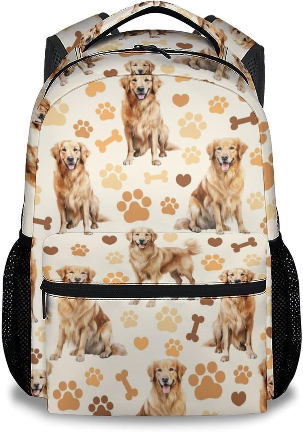 Kids Backpack, Cute Dog Bookbag for Elementary Middle, 17 Inch Golden Retrievers School Bag for School Travel