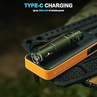 Vista 5 de WUBEN C3 - Linterna de 1200 lúmenes recargable, 6 modos, súper brillante, táctica, IP68, LED, para camping, hogar, emergencia, inspección, Verde