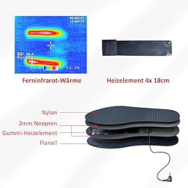 Thermrup Electric Heated Insoles Foot Warmers Rechargeable Li-Ion Battery(4 Temperature Settings) Size 4.5-14, Far Infrared, High Temperature