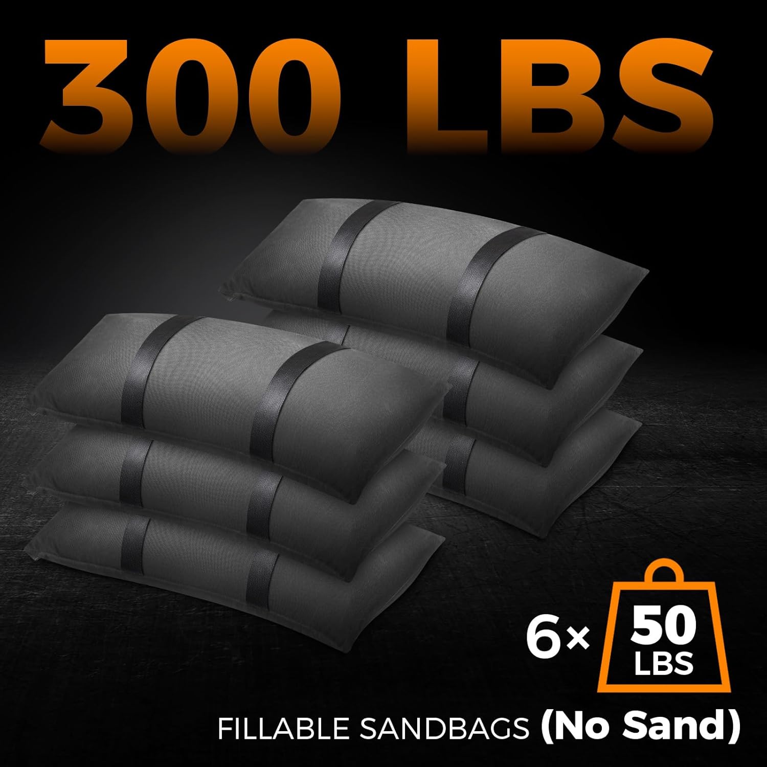 300 LBS Umbrella Base Weights Sandbags, 6 Packs Sand Bags for Weight, Weatherproof Fillable Heavy Duty Weight Sandbag for Outdoor Furniture Backyard Umbrella Garden Trampoline Poolside Accessories