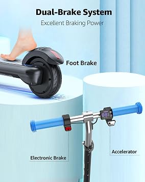 Gyroor H30 Max Electric Scooter for Kids, LED Dispaly, 150W Powerful Motor, Dual Brake System, Adjustable Height and Speed, Best Presents for Kids