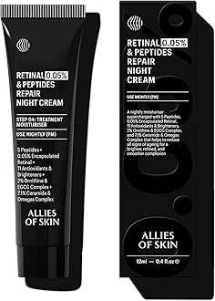 Allies of Skin 0.05% Retinal & Peptides Repair Night Cream, 12ml